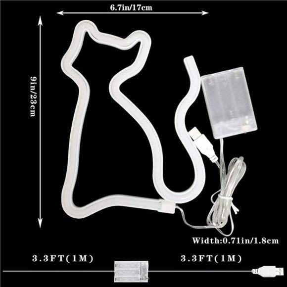 LED Cat Neon Signs Lights Wall Decor,Battery or USB Operated for Room,Wall Decor - Picture 6 of 7